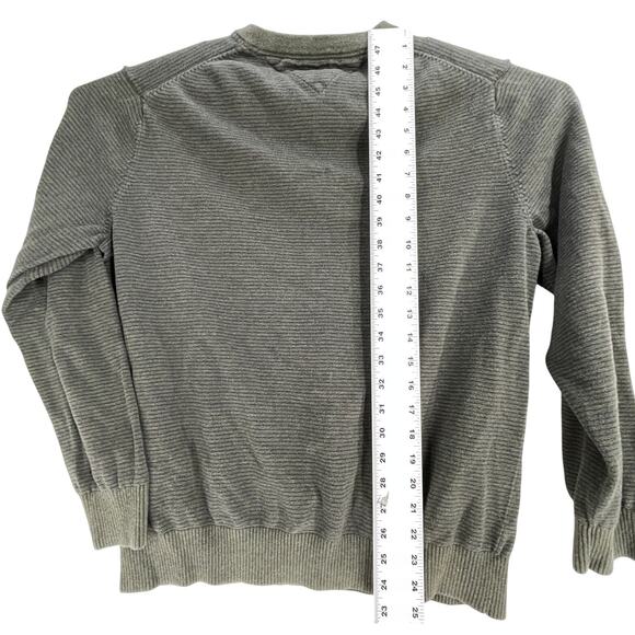 Tommy Hilfiger Sweater Mens Size L Green Blue Striped 100% Cotton V-Neck Preppy - Picture 4 of 7